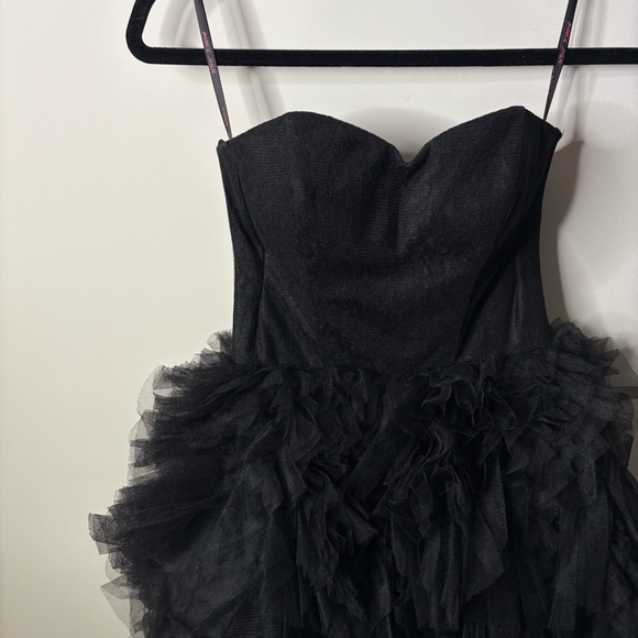 Betsey Johnson Y2K Dress Tulle Black Mini Strapless Vintage - Picture 2 of 5